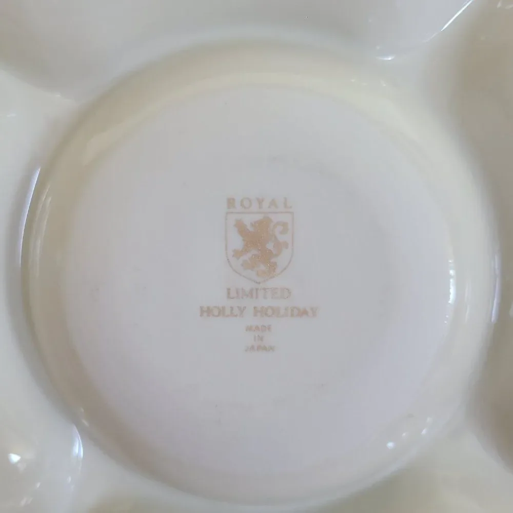 Vintage Royal Limited Holly Holiday Five Part Relish Appetizer Tray Christmas
